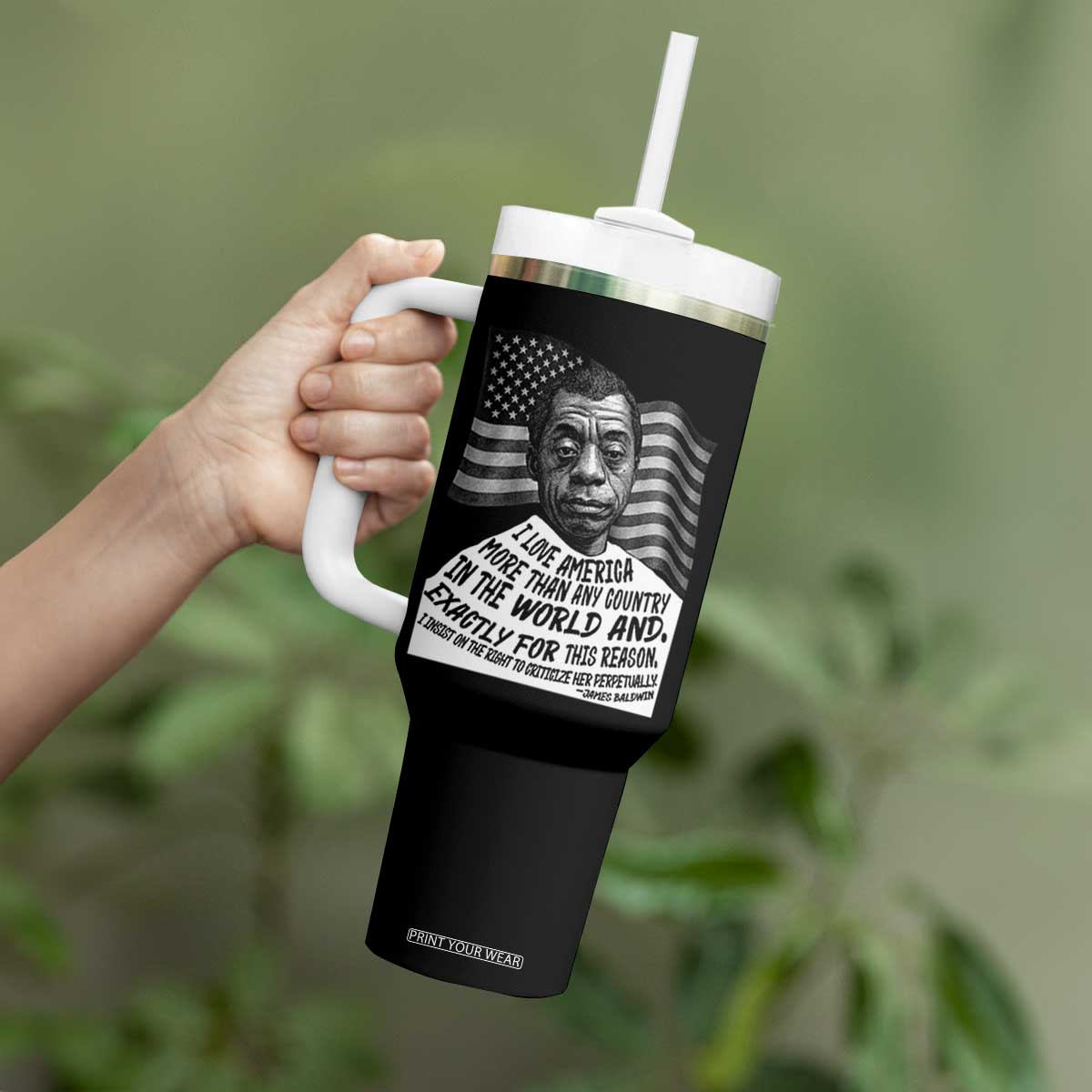 James Baldwin American Patriotic Tumbler With Handle I Love America More Than Any Country American Flag TS02 Print Your Wear
