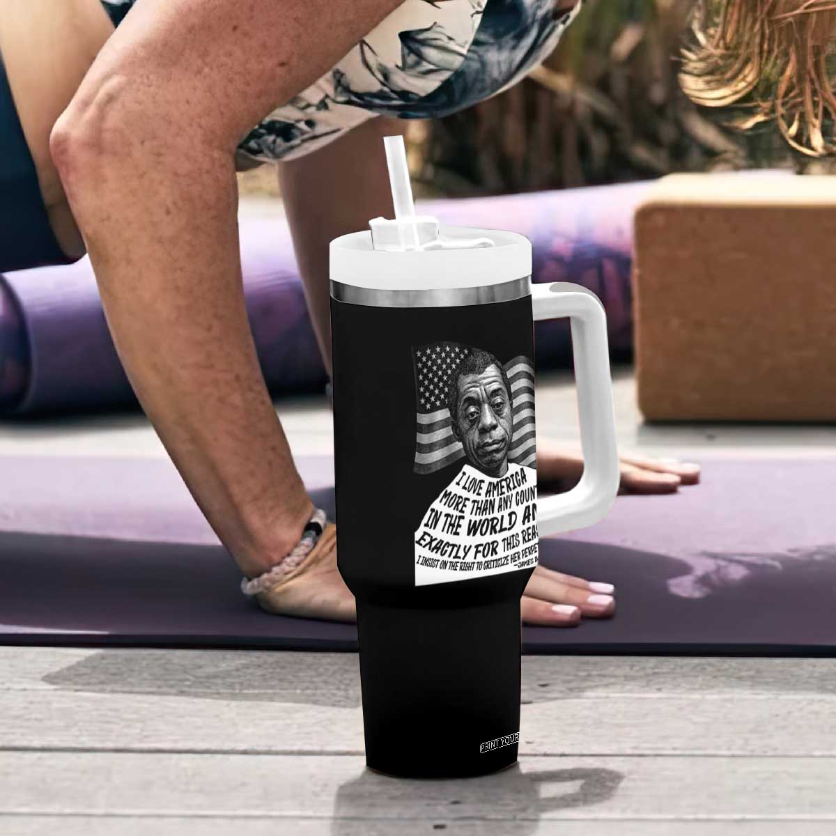 James Baldwin American Patriotic Tumbler With Handle I Love America More Than Any Country American Flag TS02 Print Your Wear