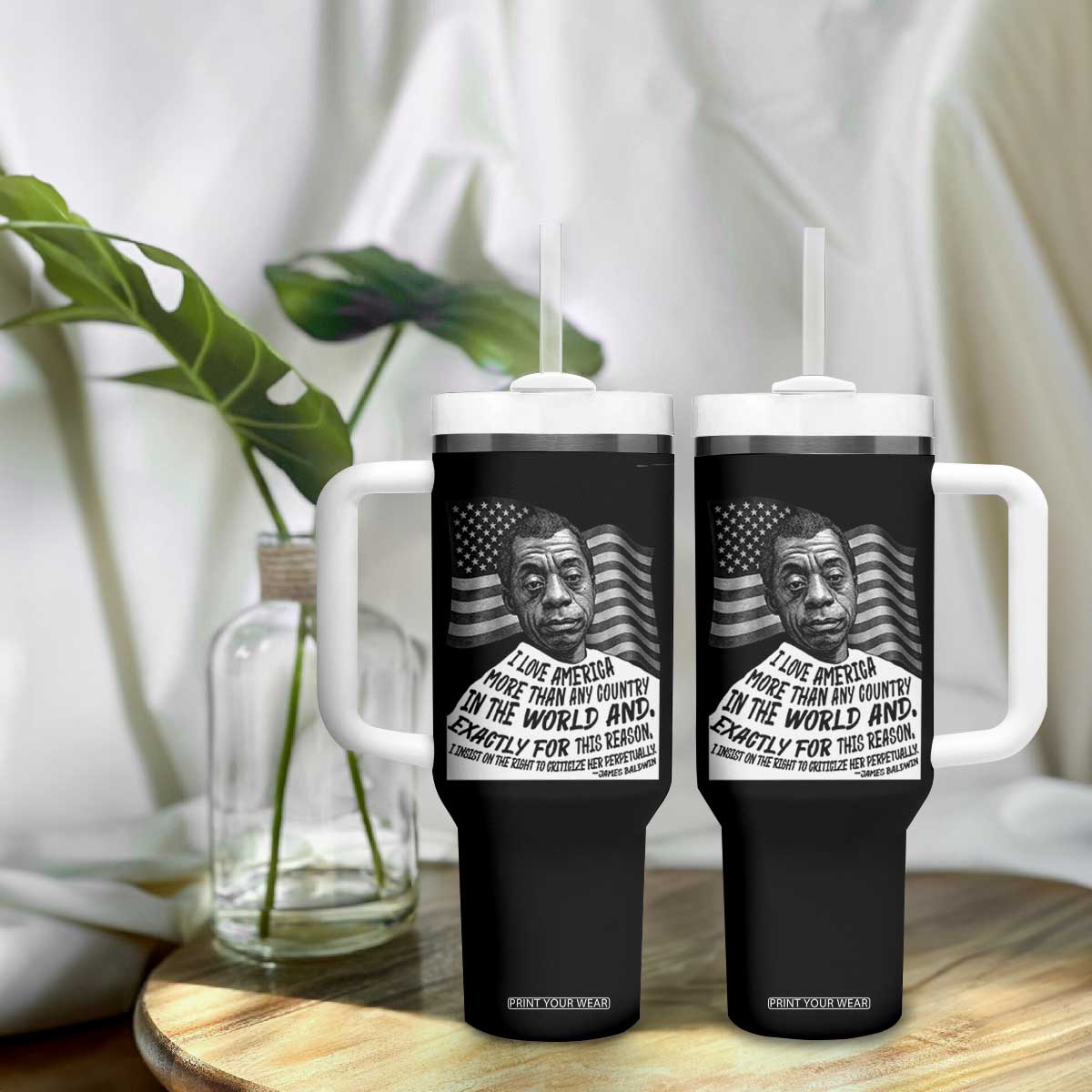 James Baldwin American Patriotic Tumbler With Handle I Love America More Than Any Country American Flag TS02 Print Your Wear