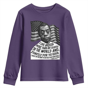 James Baldwin American Patriotic Youth Sweatshirt I Love America More Than Any Country American Flag TS02 Purple Print Your Wear