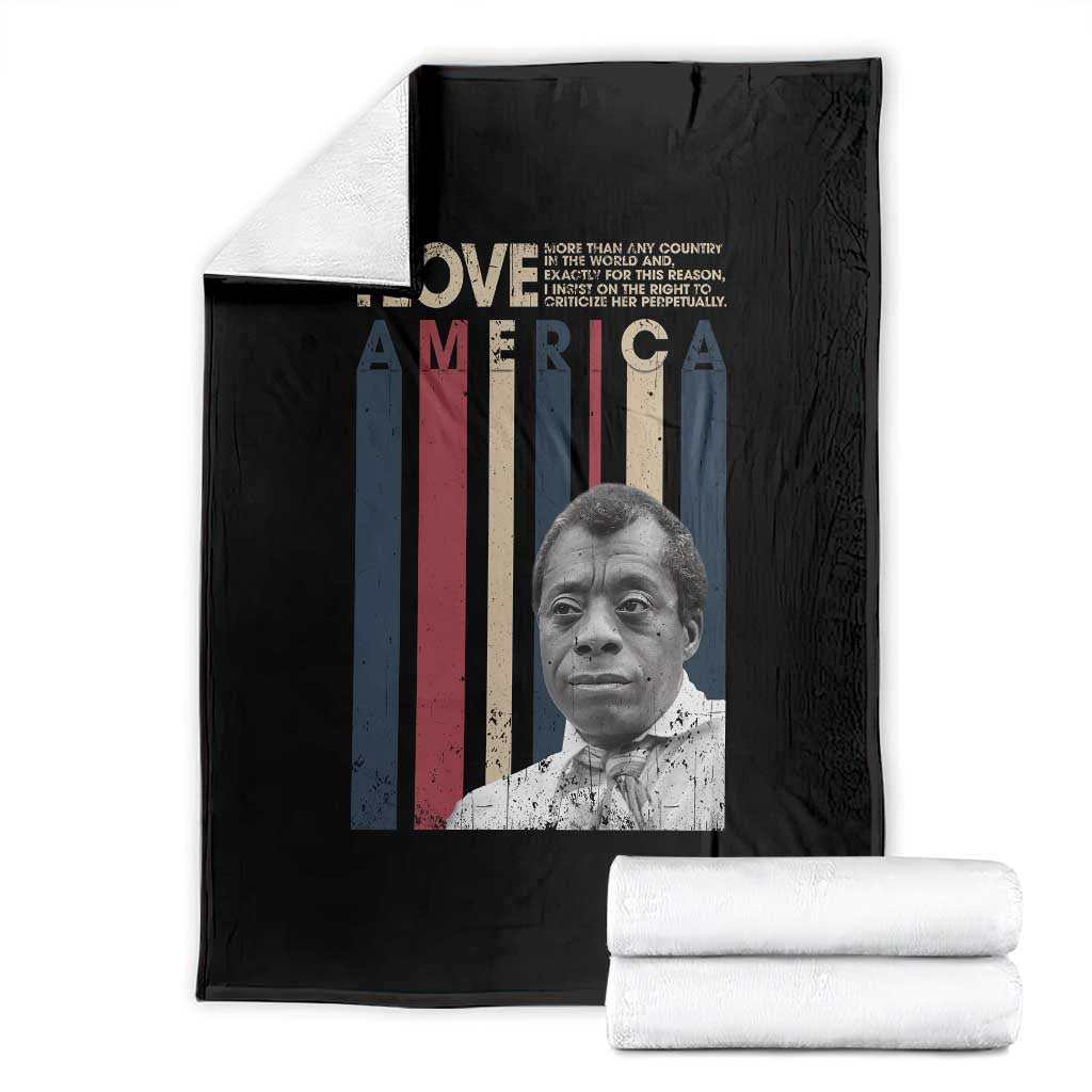 James Baldwin American Patriotic Throw Blanket I Love America More Than Any Country Retro TS02 Black Print Your Wear