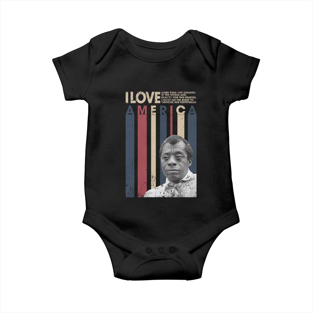 James Baldwin American Patriotic Baby Onesie I Love America More Than Any Country Retro TS02 Black Print Your Wear