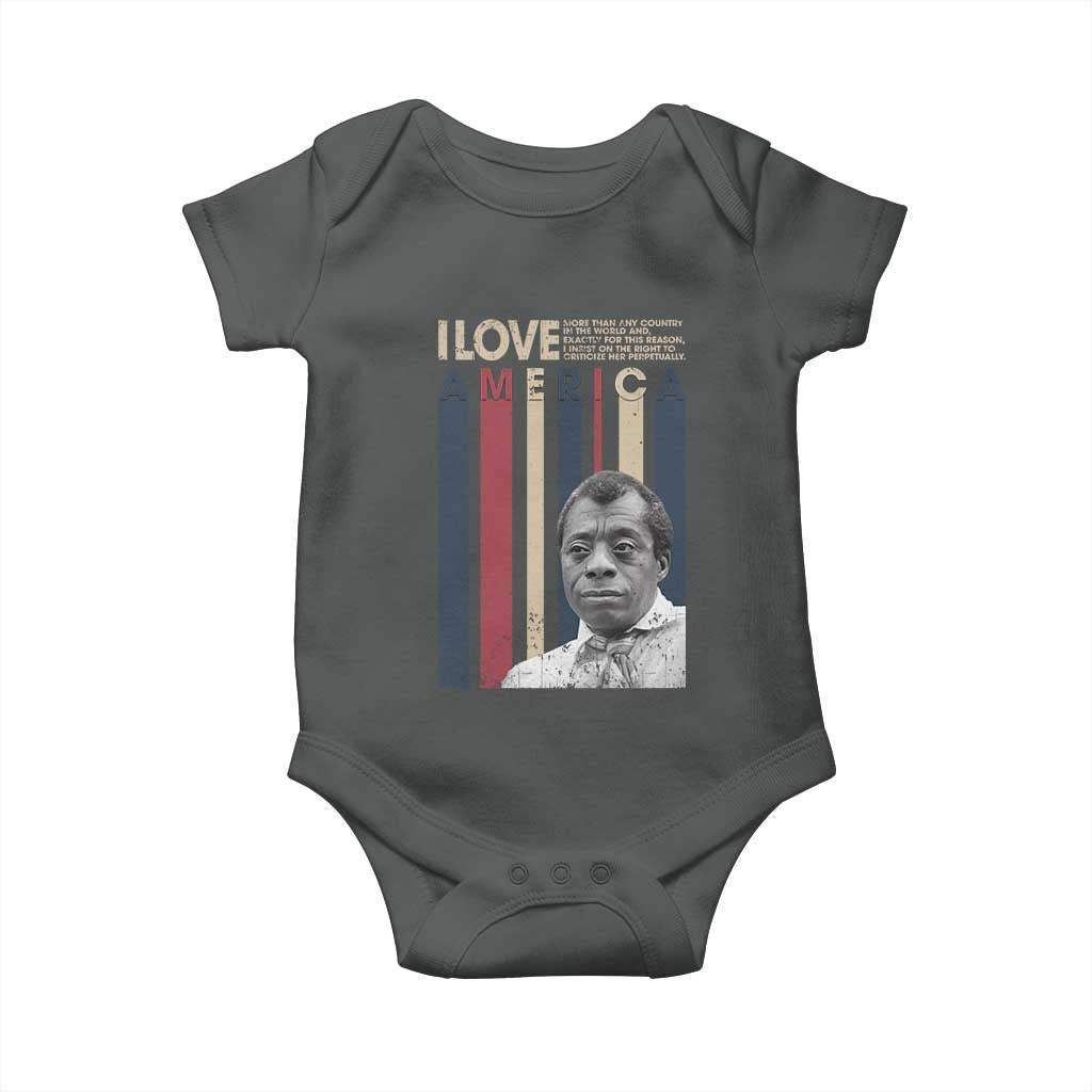 James Baldwin American Patriotic Baby Onesie I Love America More Than Any Country Retro TS02 Dark Heather Print Your Wear