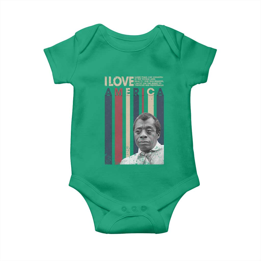 James Baldwin American Patriotic Baby Onesie I Love America More Than Any Country Retro TS02 Irish Green Print Your Wear
