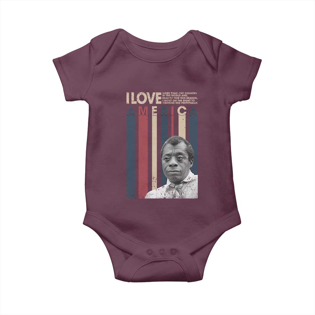 James Baldwin American Patriotic Baby Onesie I Love America More Than Any Country Retro TS02 Maroon Print Your Wear