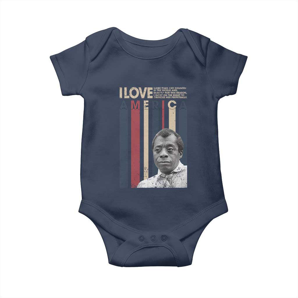James Baldwin American Patriotic Baby Onesie I Love America More Than Any Country Retro TS02 Navy Print Your Wear