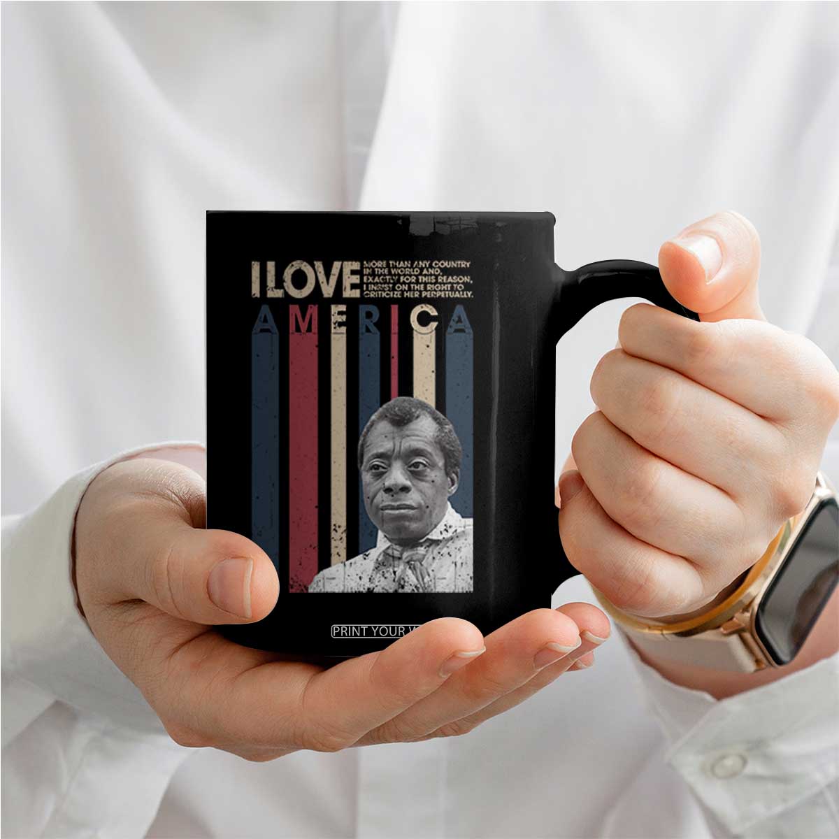 James Baldwin American Patriotic Coffee Mug I Love America More Than Any Country Retro TS02 Print Your Wear