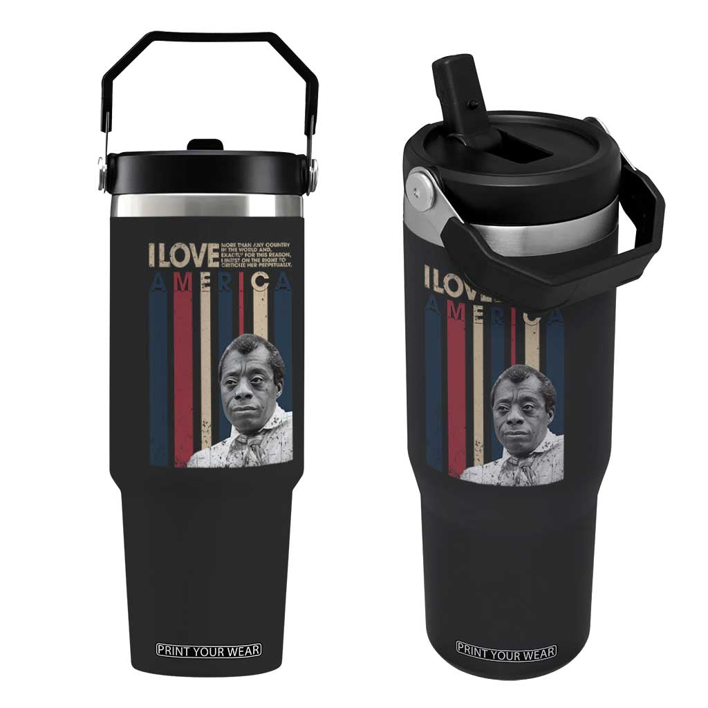 James Baldwin American Patriotic Flip Straw Tumbler I Love America More Than Any Country Retro TS02 One Size: 30 oz Black Print Your Wear
