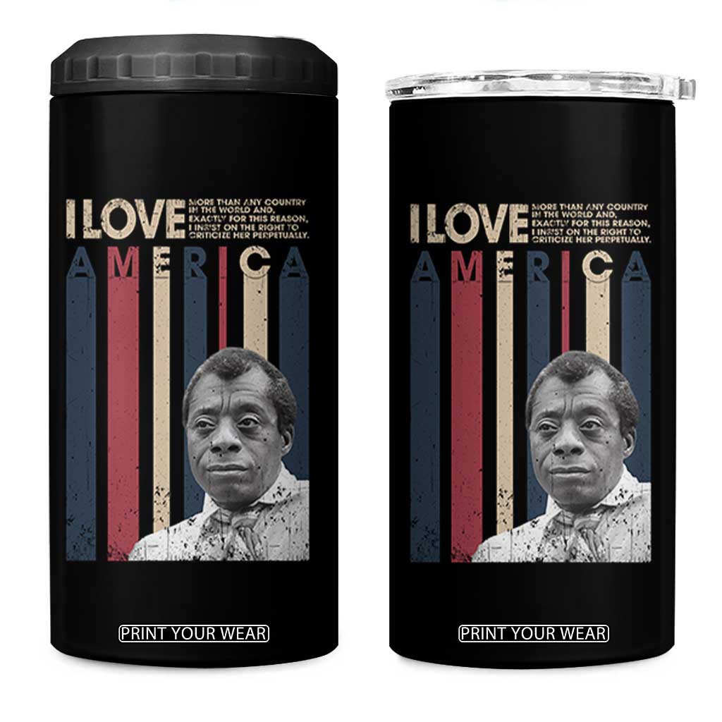 James Baldwin American Patriotic 4 in 1 Can Cooler Tumbler I Love America More Than Any Country Retro TS02 One Size: 16 oz Black Print Your Wear