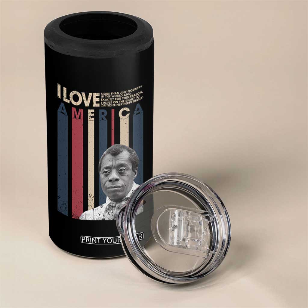 James Baldwin American Patriotic 4 in 1 Can Cooler Tumbler I Love America More Than Any Country Retro TS02 Print Your Wear