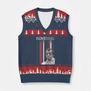 James Baldwin American Patriotic V-Neck Knit Sweater Vest I Love America More Than Any Country Retro TS02 Navy Red Print Your Wear