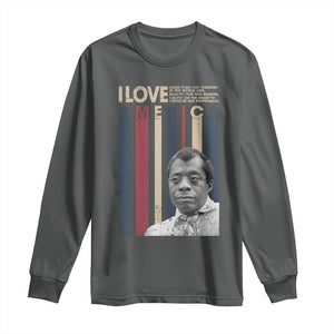 James Baldwin American Patriotic Long Sleeve Shirt I Love America More Than Any Country Retro TS02 Dark Heather Print Your Wear