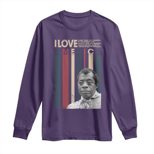 James Baldwin American Patriotic Long Sleeve Shirt I Love America More Than Any Country Retro TS02 Purple Print Your Wear