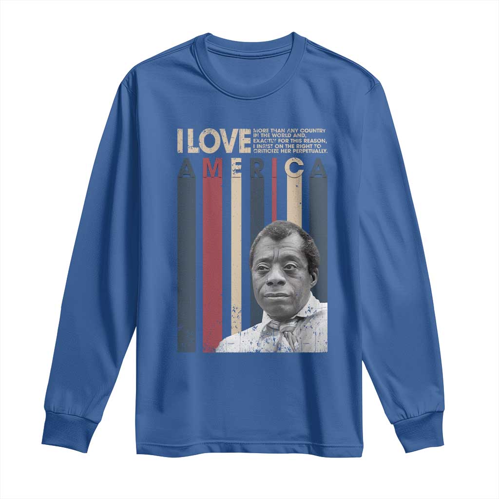 James Baldwin American Patriotic Long Sleeve Shirt I Love America More Than Any Country Retro TS02 Royal Blue Print Your Wear
