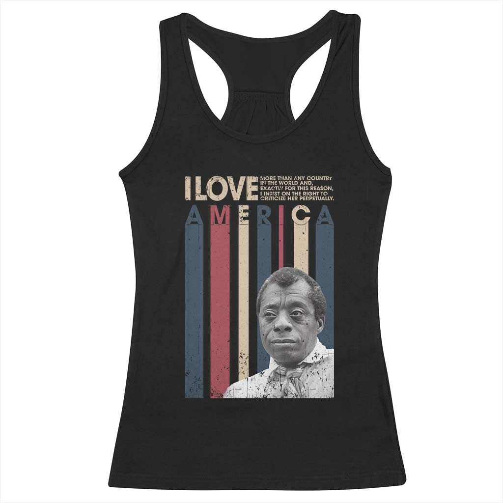 James Baldwin American Patriotic Racerback Tank Top I Love America More Than Any Country Retro TS02 Black Print Your Wear
