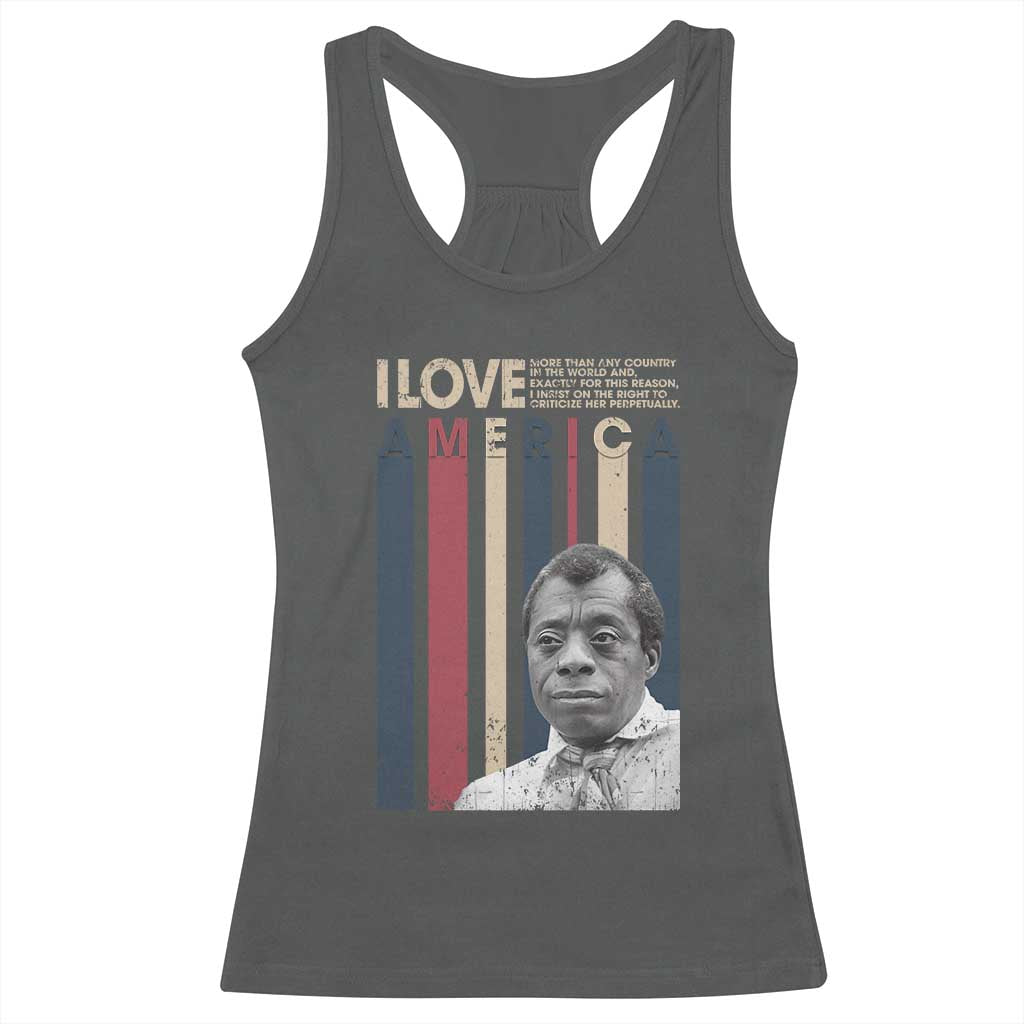 James Baldwin American Patriotic Racerback Tank Top I Love America More Than Any Country Retro TS02 Dark Heather Print Your Wear