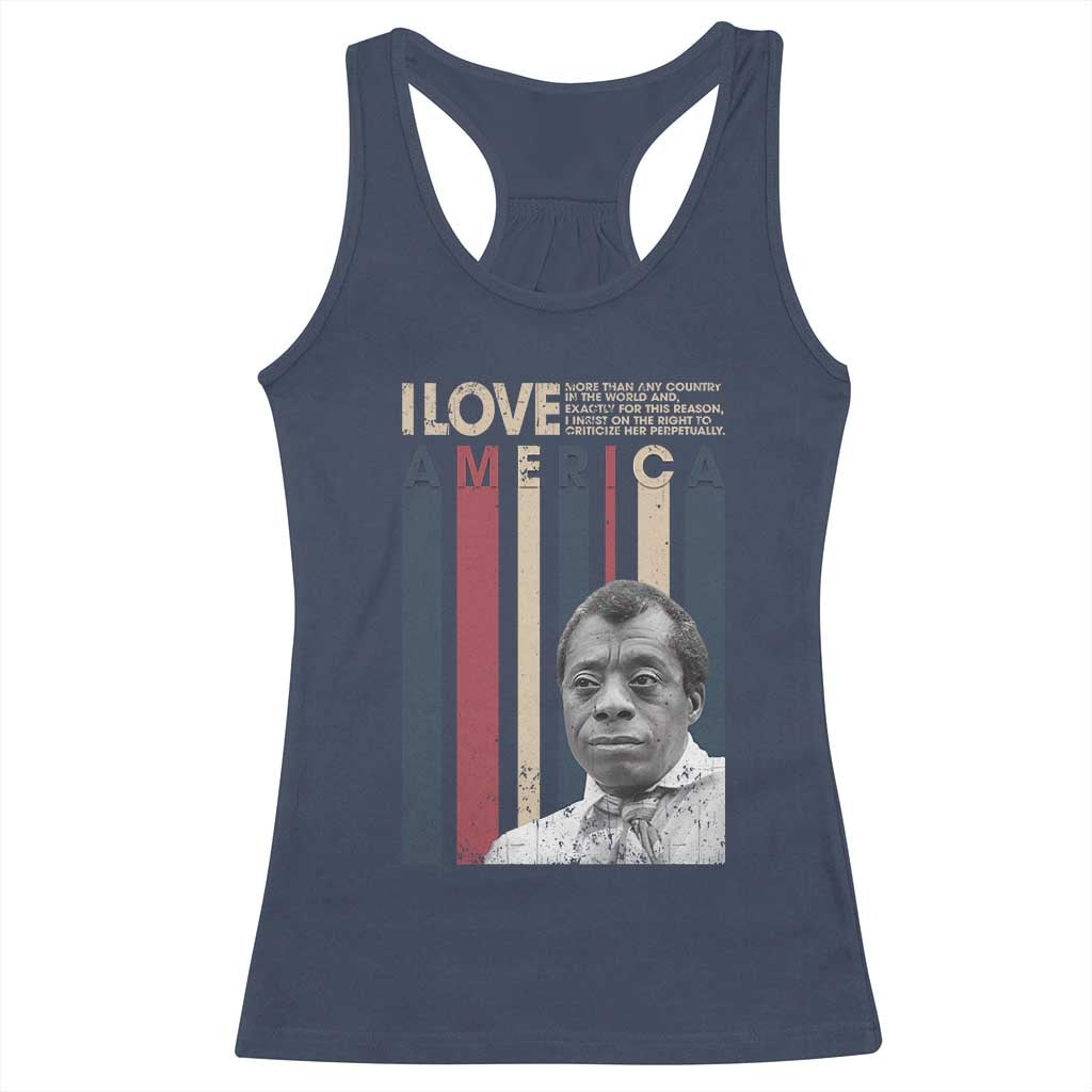 James Baldwin American Patriotic Racerback Tank Top I Love America More Than Any Country Retro TS02 Navy Print Your Wear