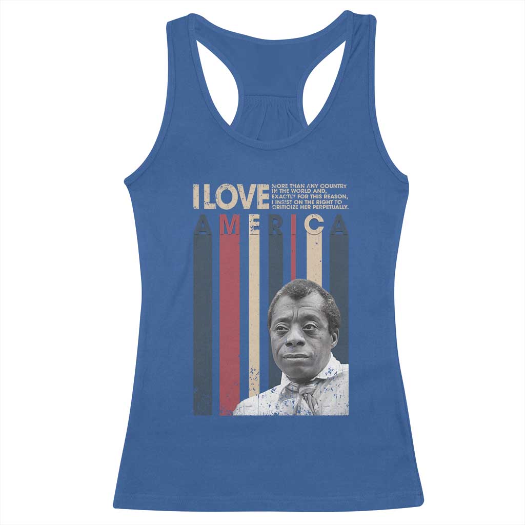 James Baldwin American Patriotic Racerback Tank Top I Love America More Than Any Country Retro TS02 Royal Blue Print Your Wear