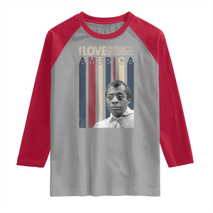 James Baldwin American Patriotic Raglan Shirt I Love America More Than Any Country Retro TS02 Sport Gray Red Print Your Wear