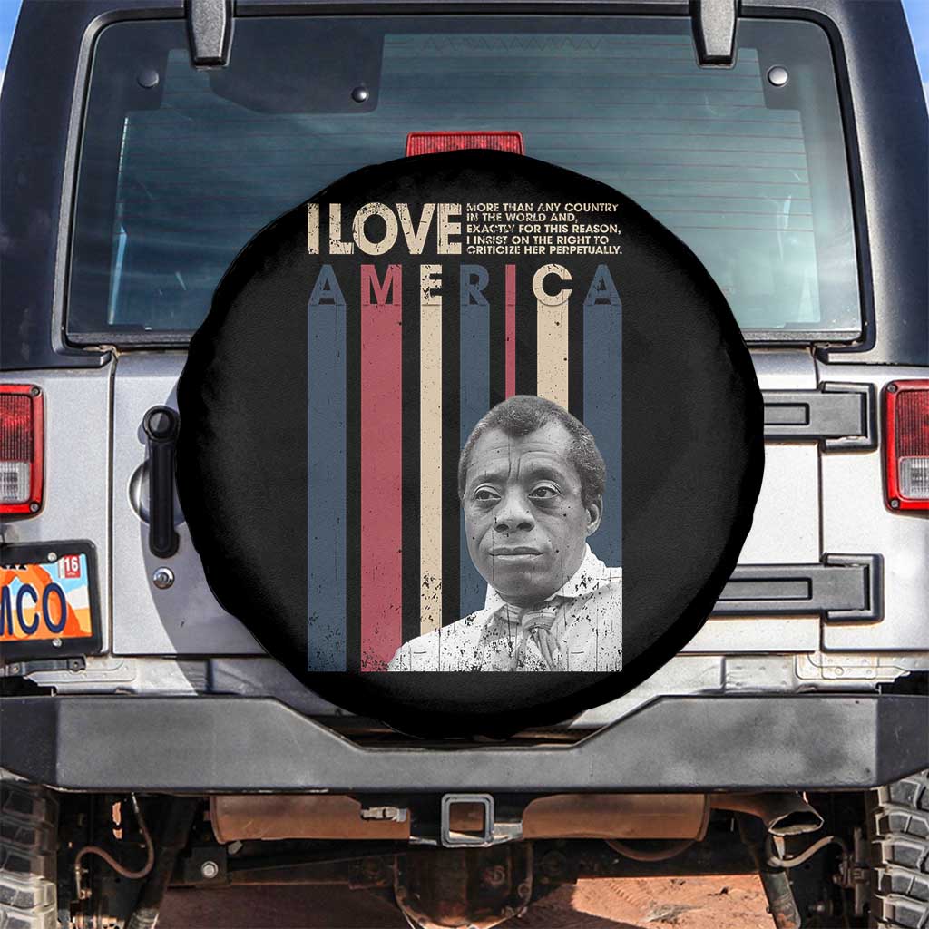 James Baldwin American Patriotic Spare Tire Cover I Love America More Than Any Country Retro TS02 No hole Black Print Your Wear