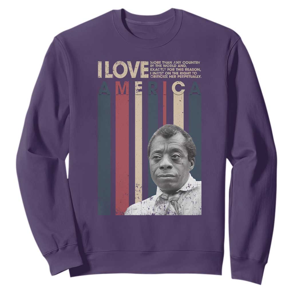 James Baldwin American Patriotic Sweatshirt I Love America More Than Any Country Retro TS02 Purple Print Your Wear