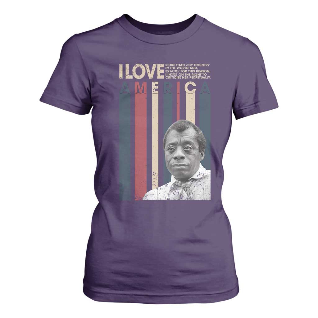 James Baldwin American Patriotic T Shirt For Women I Love America More Than Any Country Retro TS02 Purple Print Your Wear