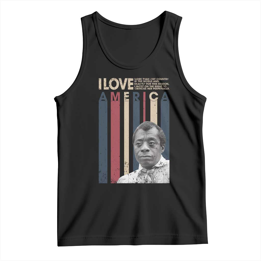 James Baldwin American Patriotic Tank Top I Love America More Than Any Country Retro TS02 Black Print Your Wear