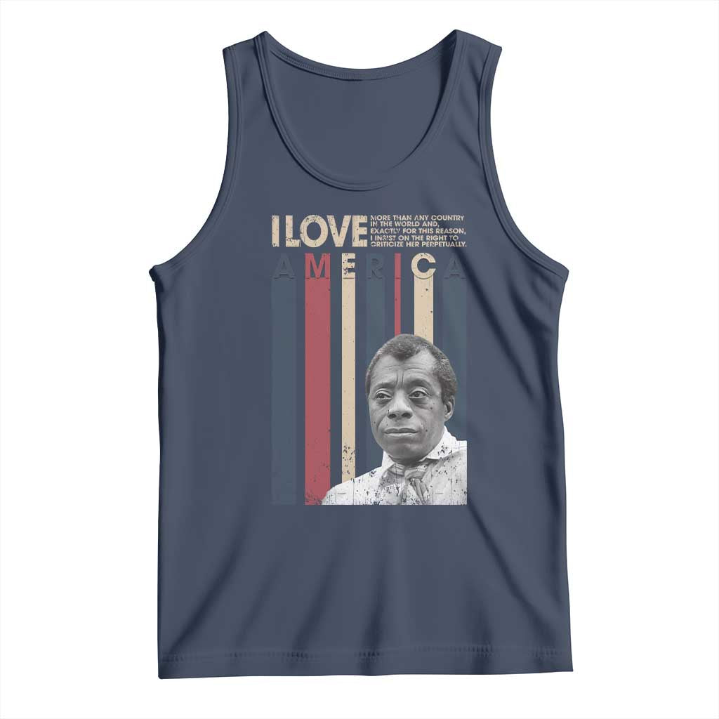 James Baldwin American Patriotic Tank Top I Love America More Than Any Country Retro TS02 Navy Print Your Wear
