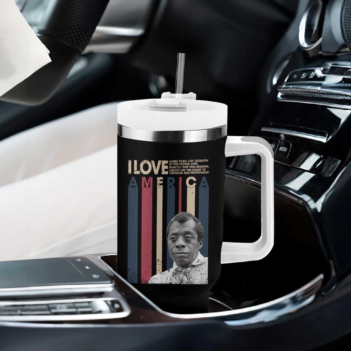 James Baldwin American Patriotic Tumbler With Handle I Love America More Than Any Country Retro TS02 Print Your Wear