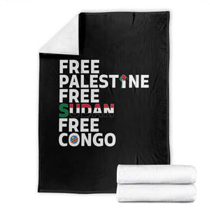 Free Palestine Sudan Congo Throw Blanket Human Rights Activist Justice and Solidarity TS02 Black Print Your Wear