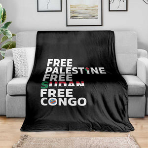 Free Palestine Sudan Congo Throw Blanket Human Rights Activist Justice and Solidarity TS02 Print Your Wear