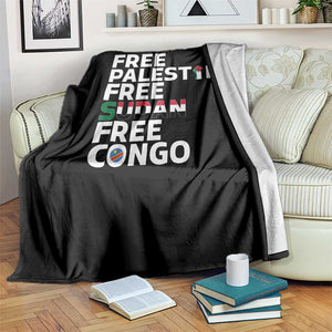 Free Palestine Sudan Congo Throw Blanket Human Rights Activist Justice and Solidarity TS02 Print Your Wear