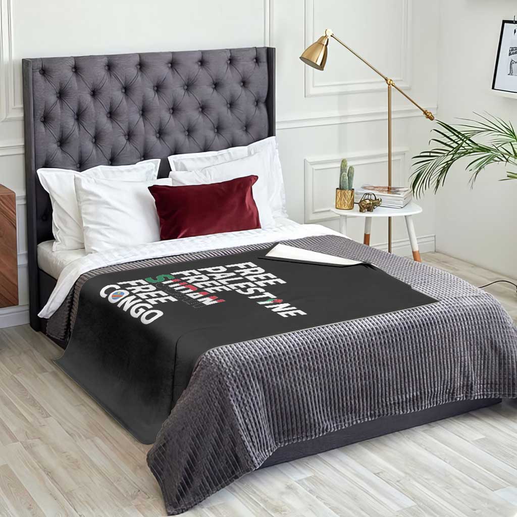 Free Palestine Sudan Congo Throw Blanket Human Rights Activist Justice and Solidarity TS02 Print Your Wear