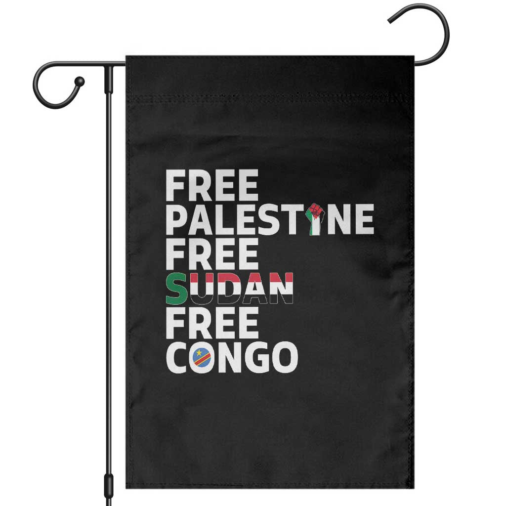 Free Palestine Sudan Congo Garden Flag Human Rights Activist Justice and Solidarity TS02 Black Print Your Wear