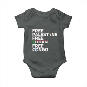 Free Palestine Sudan Congo Baby Onesie Human Rights Activist Justice and Solidarity TS02 Dark Heather Print Your Wear