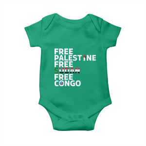 Free Palestine Sudan Congo Baby Onesie Human Rights Activist Justice and Solidarity TS02 Irish Green Print Your Wear