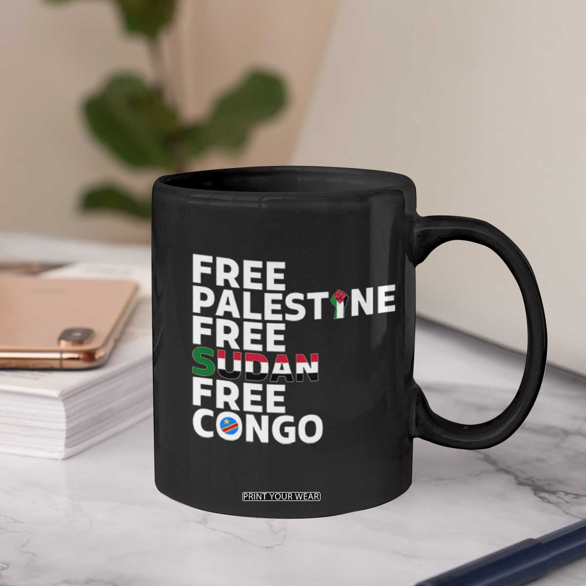 Free Palestine Sudan Congo Coffee Mug Human Rights Activist Justice and Solidarity TS02 Print Your Wear