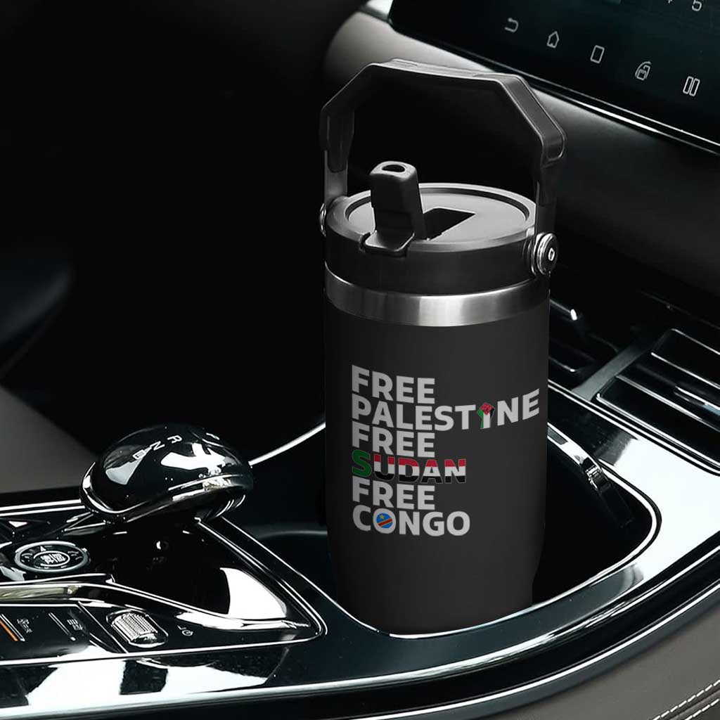 Free Palestine Sudan Congo Flip Straw Tumbler Human Rights Activist Justice and Solidarity TS02 Print Your Wear