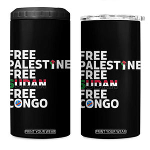 Free Palestine Sudan Congo 4 in 1 Can Cooler Tumbler Human Rights Activist Justice and Solidarity TS02 One Size: 16 oz Black Print Your Wear