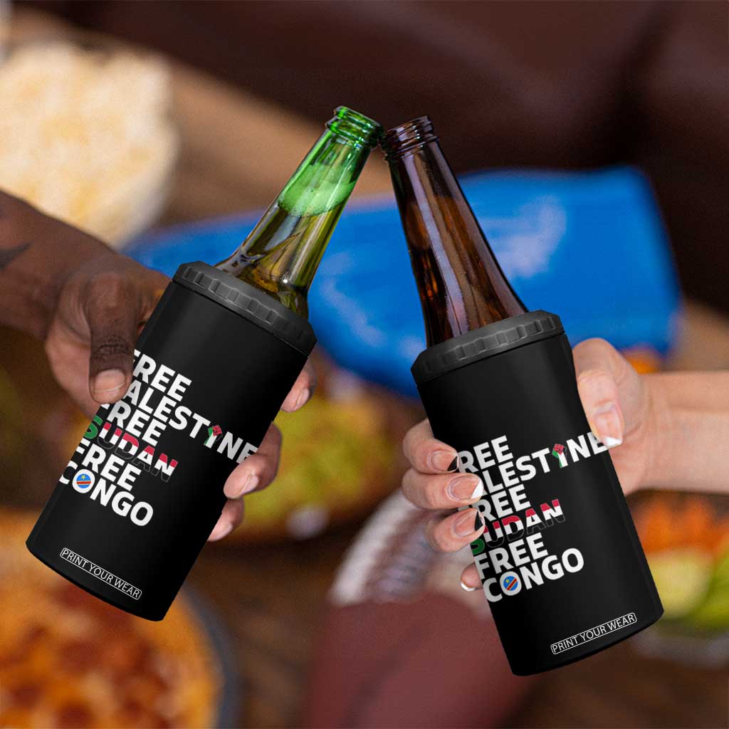 Free Palestine Sudan Congo 4 in 1 Can Cooler Tumbler Human Rights Activist Justice and Solidarity TS02 Print Your Wear