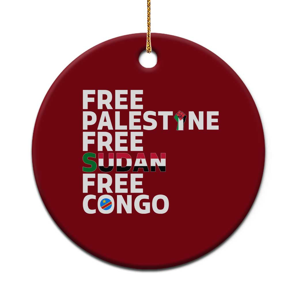 Free Palestine Sudan Congo Ceramic Ornament Human Rights Activist Justice and Solidarity TS02 1pc Red Print Your Wear