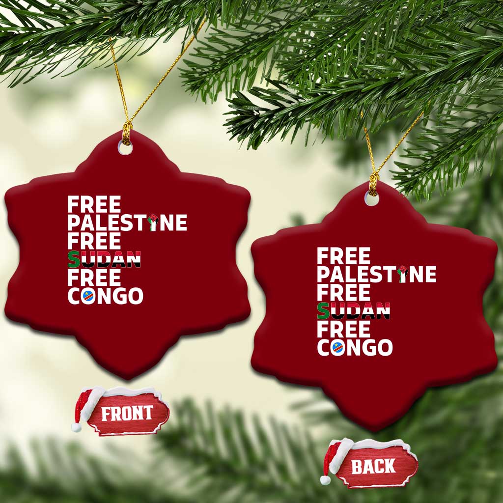 Free Palestine Sudan Congo Ceramic Ornament Human Rights Activist Justice and Solidarity TS02 Print Your Wear