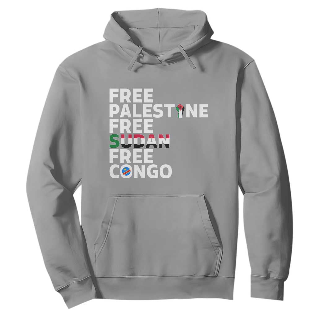 Free Palestine Sudan Congo Hoodie Human Rights Activist Justice and Solidarity TS02 Sport Gray Print Your Wear