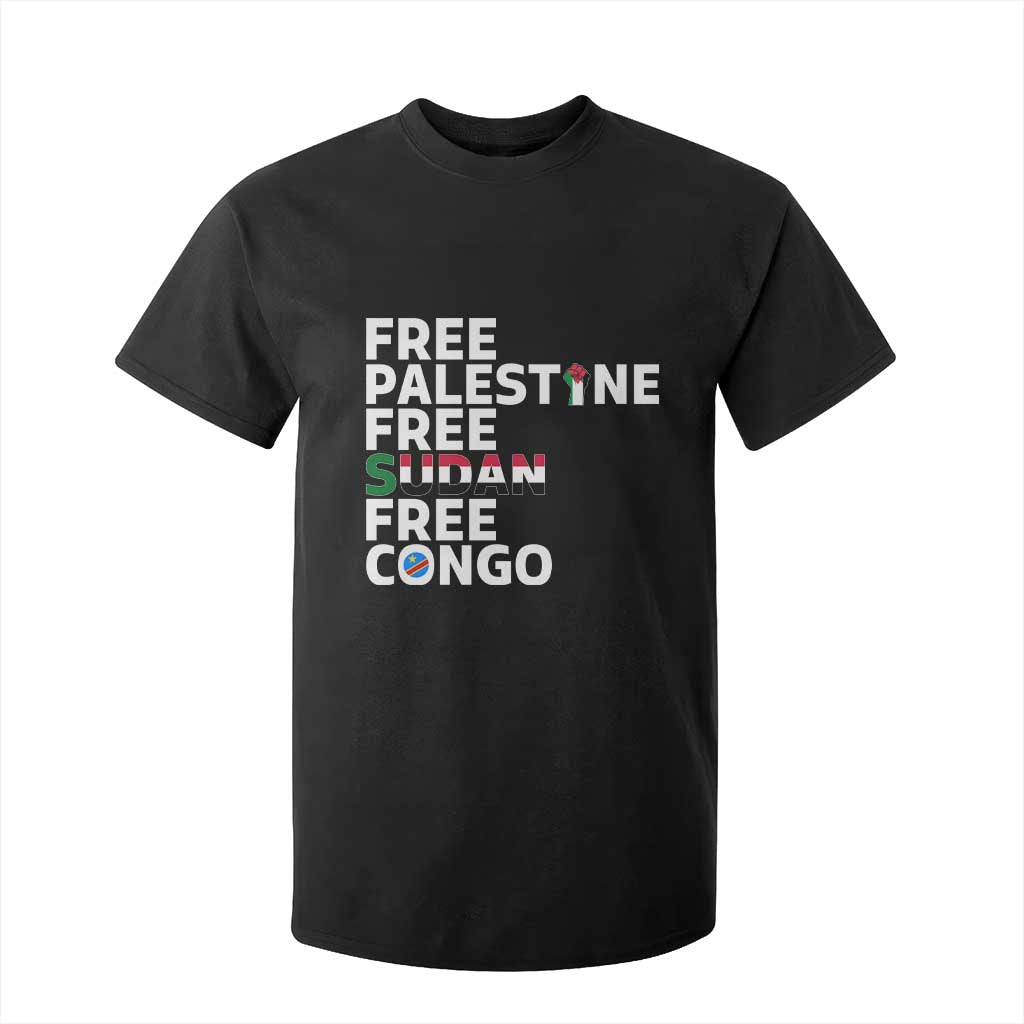 Free Palestine Sudan Congo T Shirt For Kid Human Rights Activist Justice and Solidarity TS02 Black Print Your Wear