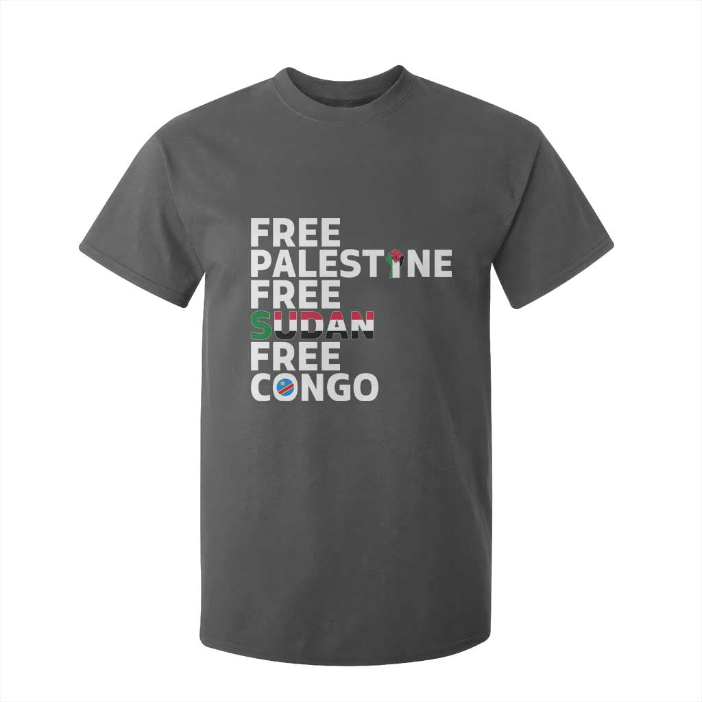 Free Palestine Sudan Congo T Shirt For Kid Human Rights Activist Justice and Solidarity TS02 Dark Heather Print Your Wear