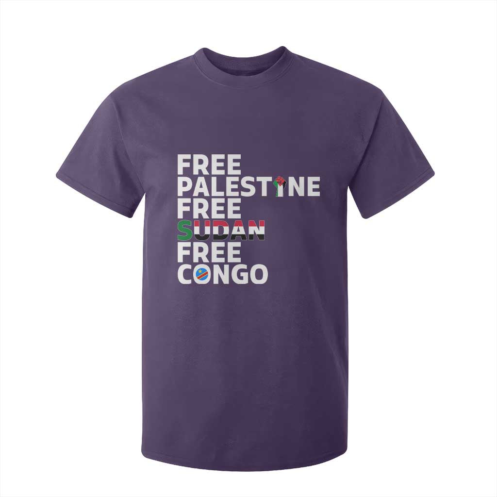 Free Palestine Sudan Congo T Shirt For Kid Human Rights Activist Justice and Solidarity TS02 Purple Print Your Wear