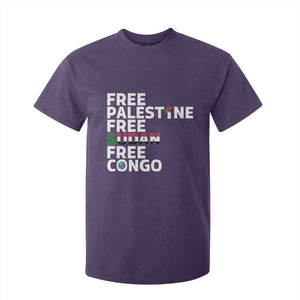 Free Palestine Sudan Congo T Shirt For Kid Human Rights Activist Justice and Solidarity TS02 Purple Print Your Wear