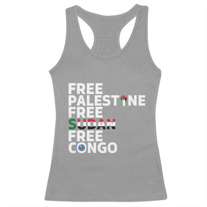 Free Palestine Sudan Congo Racerback Tank Top Human Rights Activist Justice and Solidarity TS02 Sport Gray Print Your Wear
