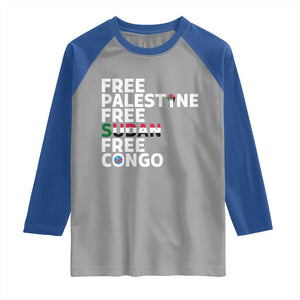 Free Palestine Sudan Congo Raglan Shirt Human Rights Activist Justice and Solidarity TS02 Sport Gray Royal Print Your Wear