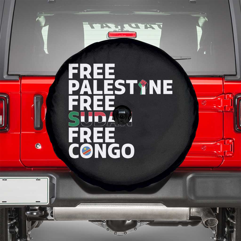 Free Palestine Sudan Congo Spare Tire Cover Human Rights Activist Justice and Solidarity TS02 Black Print Your Wear